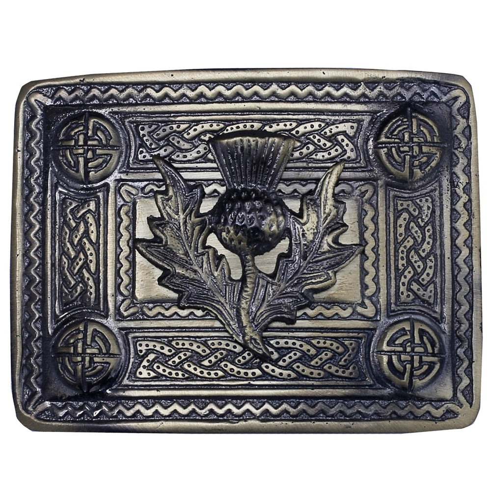 Scottish Thistle Badge Kilt Belt Buckle Antique Finish