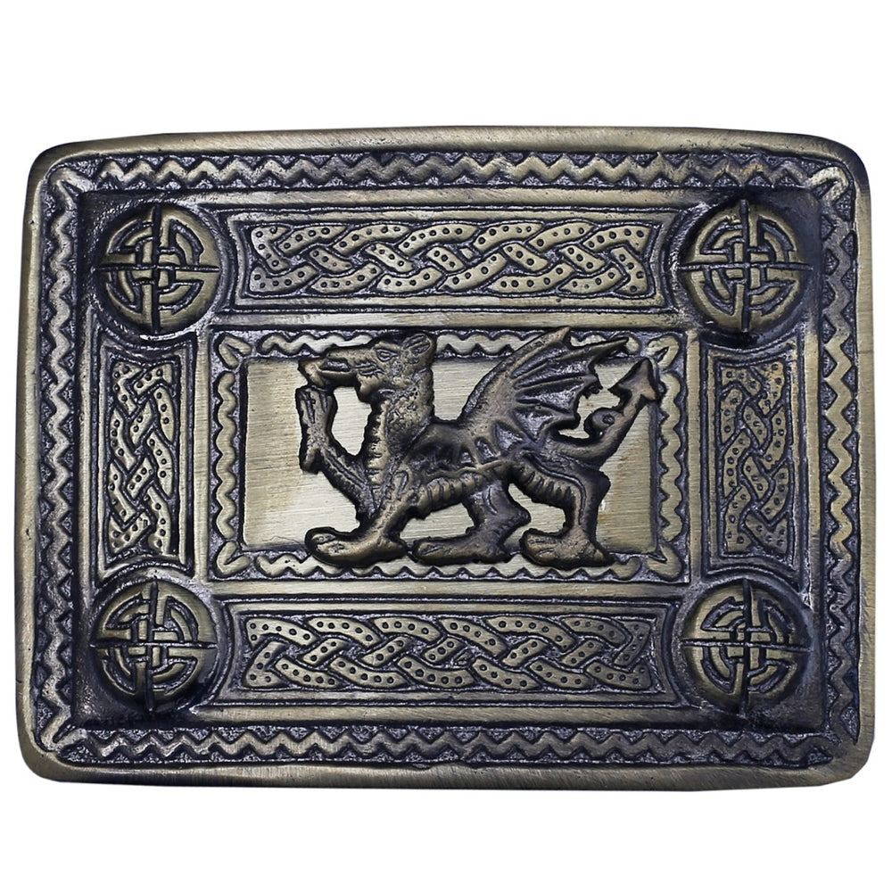 Scottish Welsh Dragon Badge Celtic Kilt Belt Buckle Antique Finish