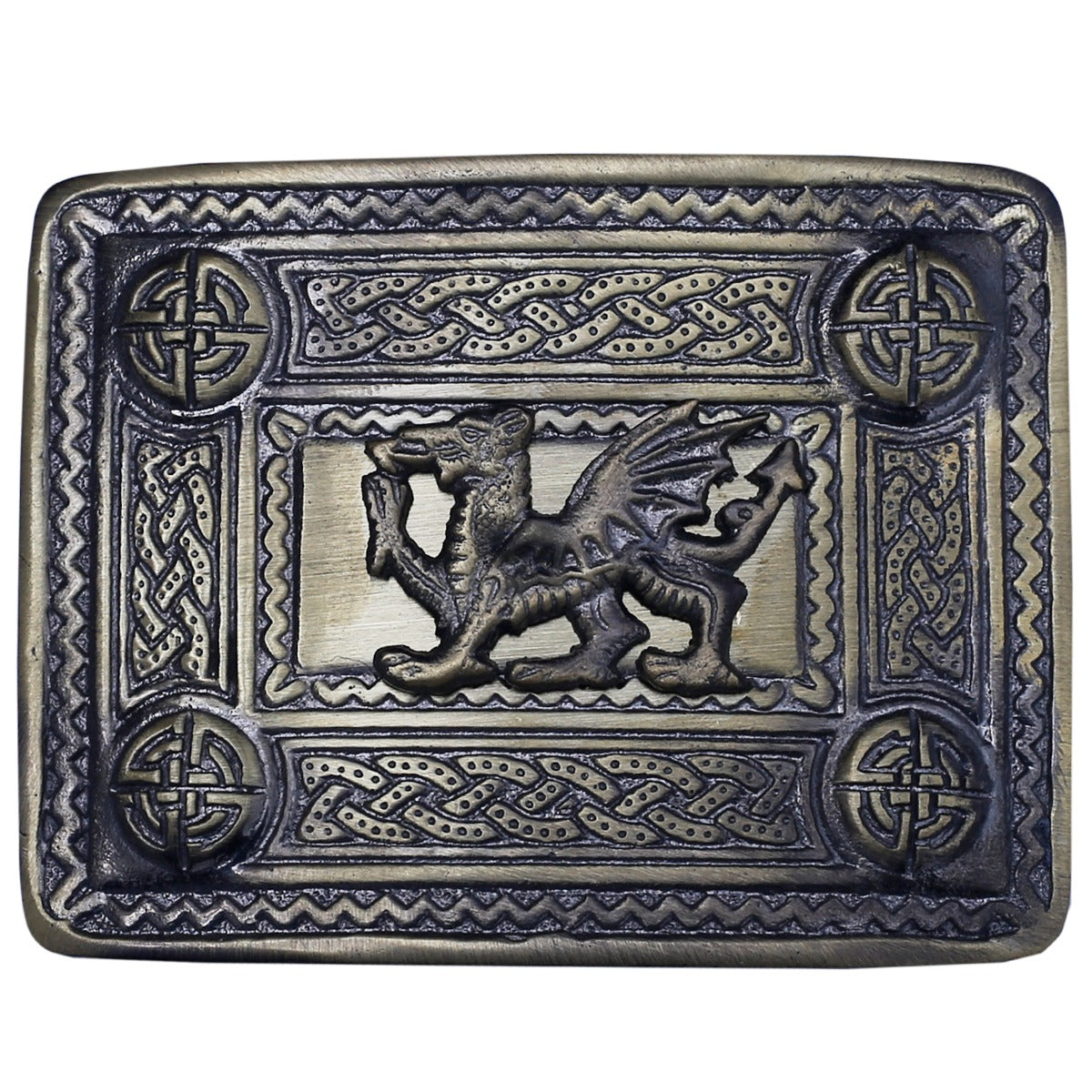 Scottish Welsh Dragon Badge Celtic Kilt Belt Buckle Antique Finish