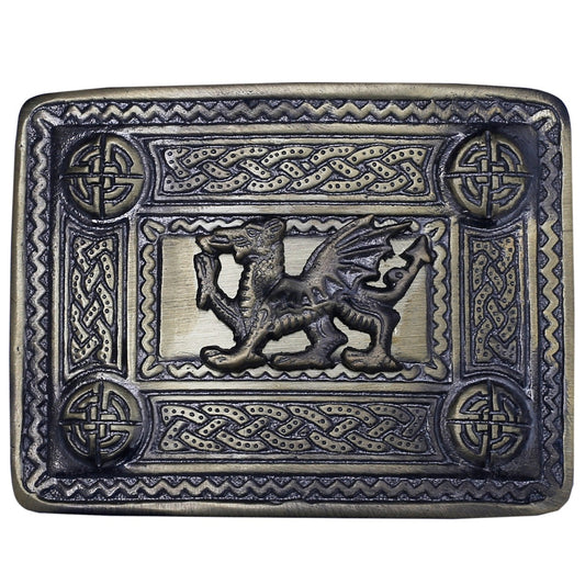 Scottish Welsh Dragon Badge Celtic Kilt Belt Buckle Antique Finish