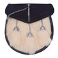 Scottish White Rabbit Fur Leather  Chrome Pin Lock Sporran