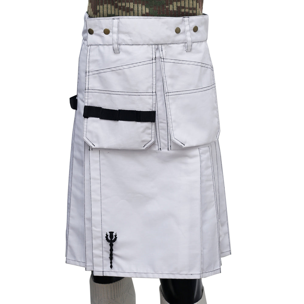 Scottish White Utility Kilt  Front