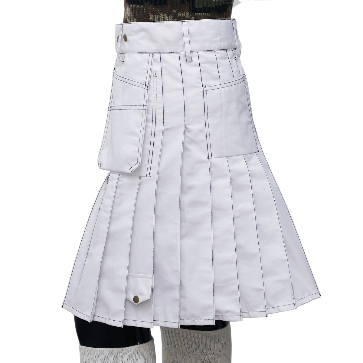 Scottish White Utility Kilt  Left
