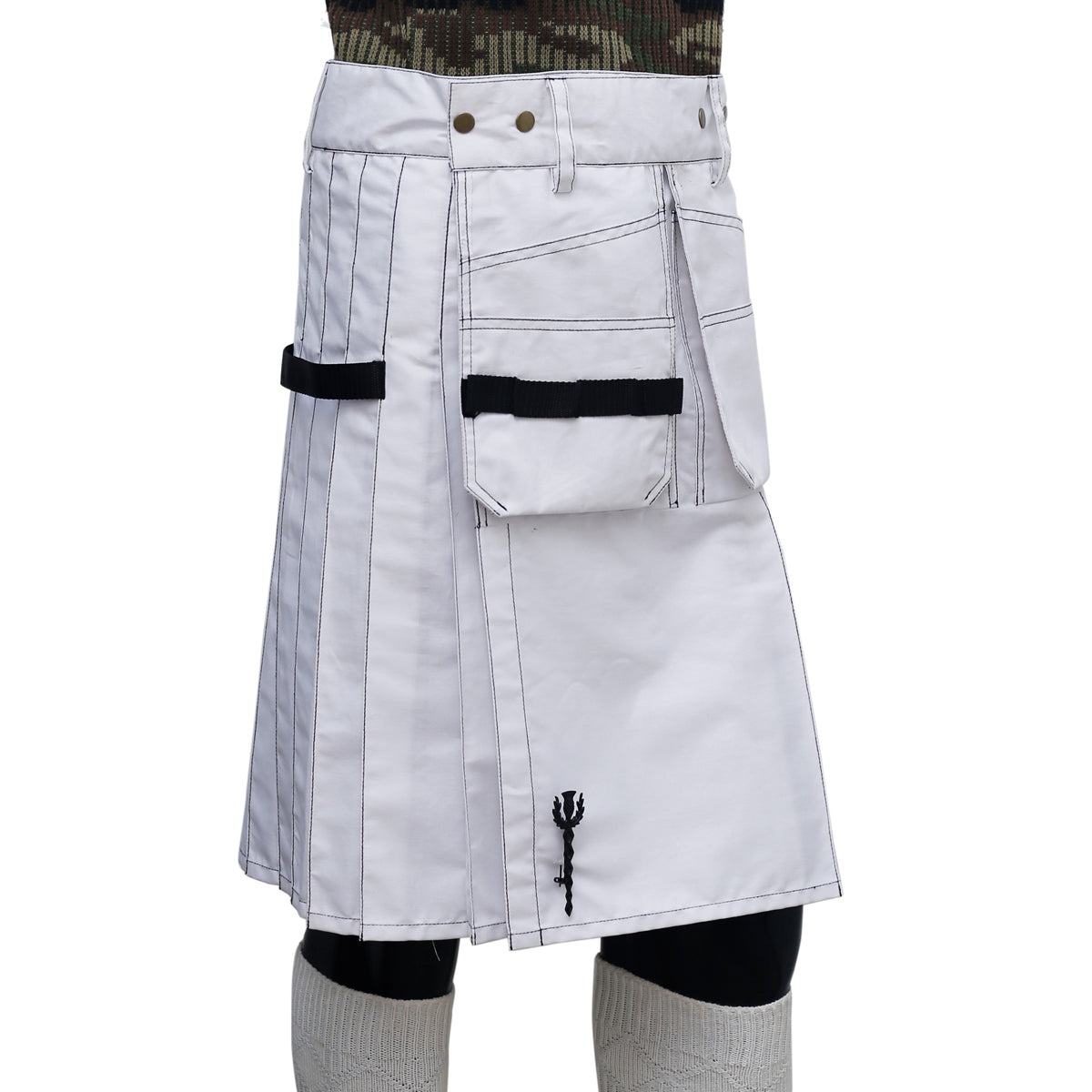 Scottish White Utility Kilt  Right