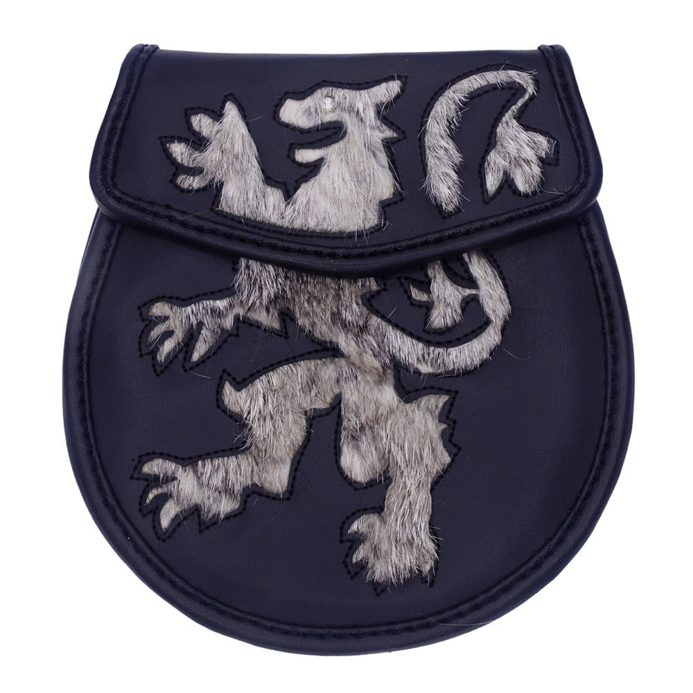 Semi Dress Lion Rampant Leather With Grey Rabbit Fur Sporran