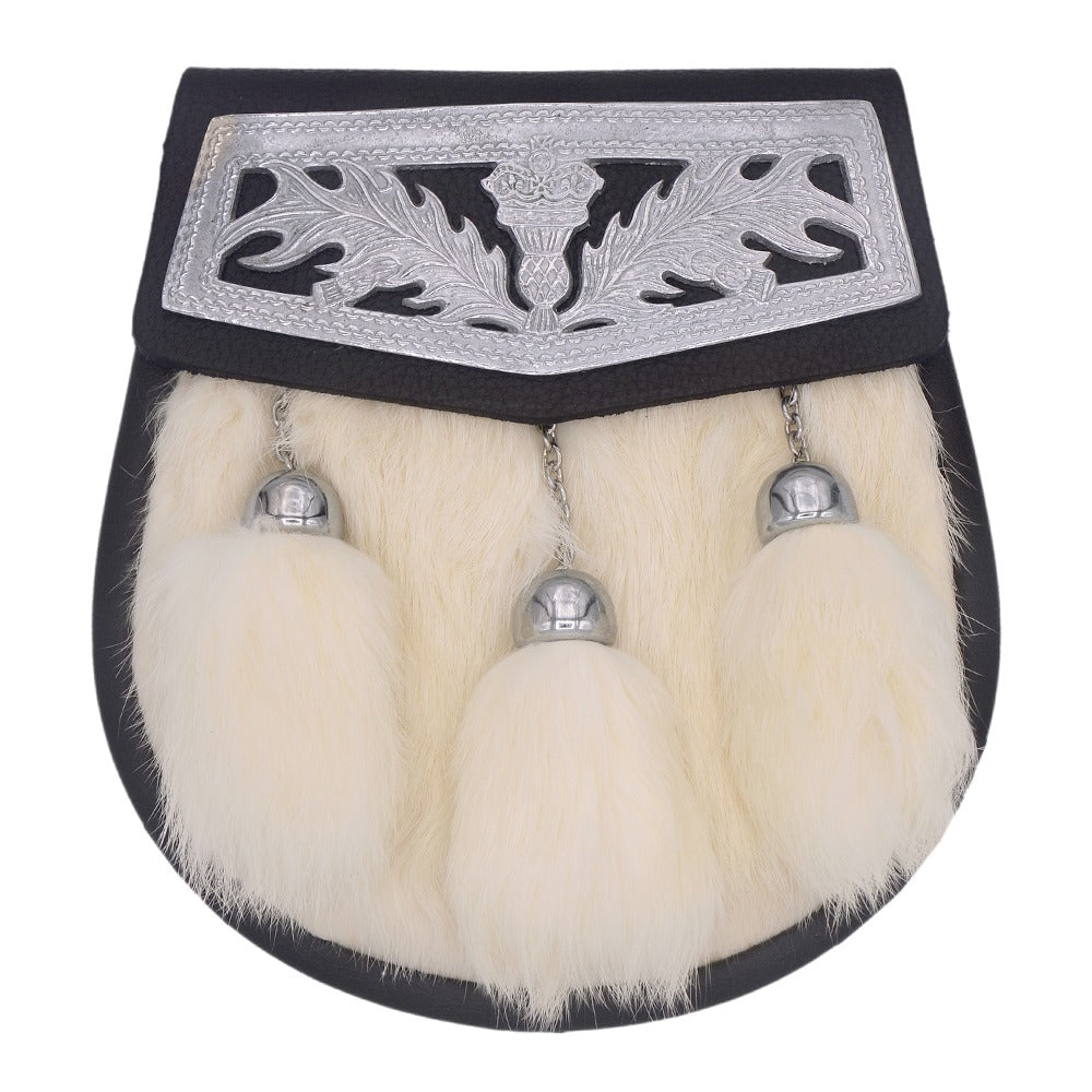 Semi Dress White Rabbit Fur Leather Sporran