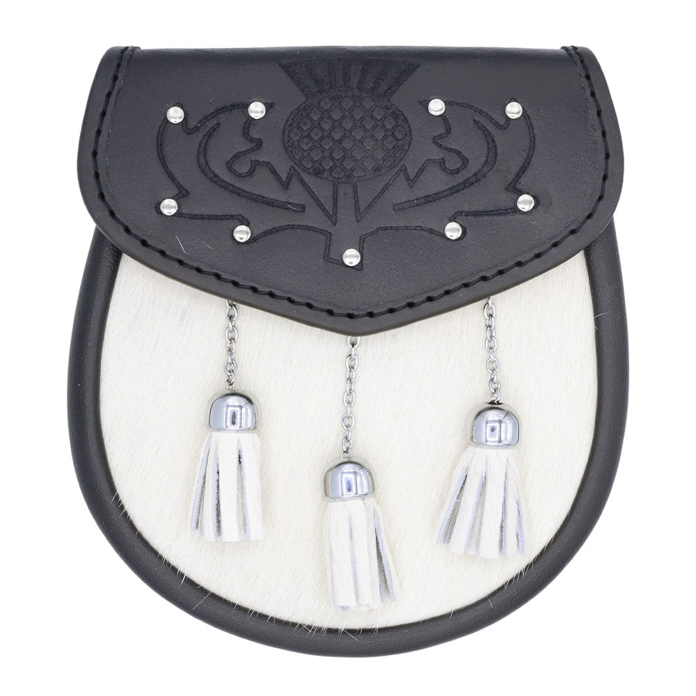 Semi Dress  White Seal Skin  Sporran with Tassels