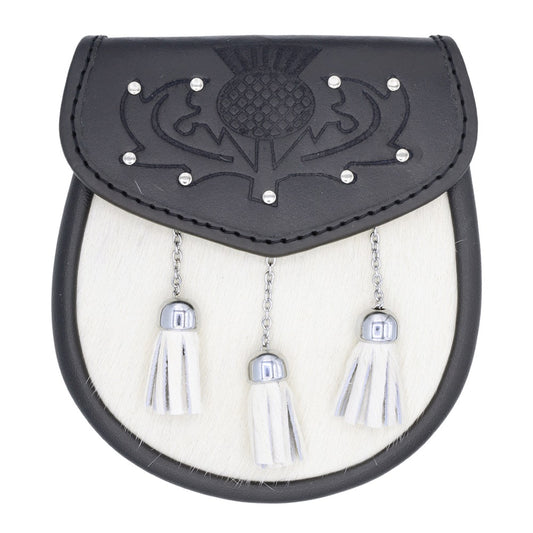 Semi Dress  White Seal Skin  Sporran with Tassels