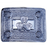 Shamrock Badge Chrome Kilt Belt Buckle