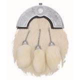 Silver Cantle Rabbit Fur Sporran with Three Tassels