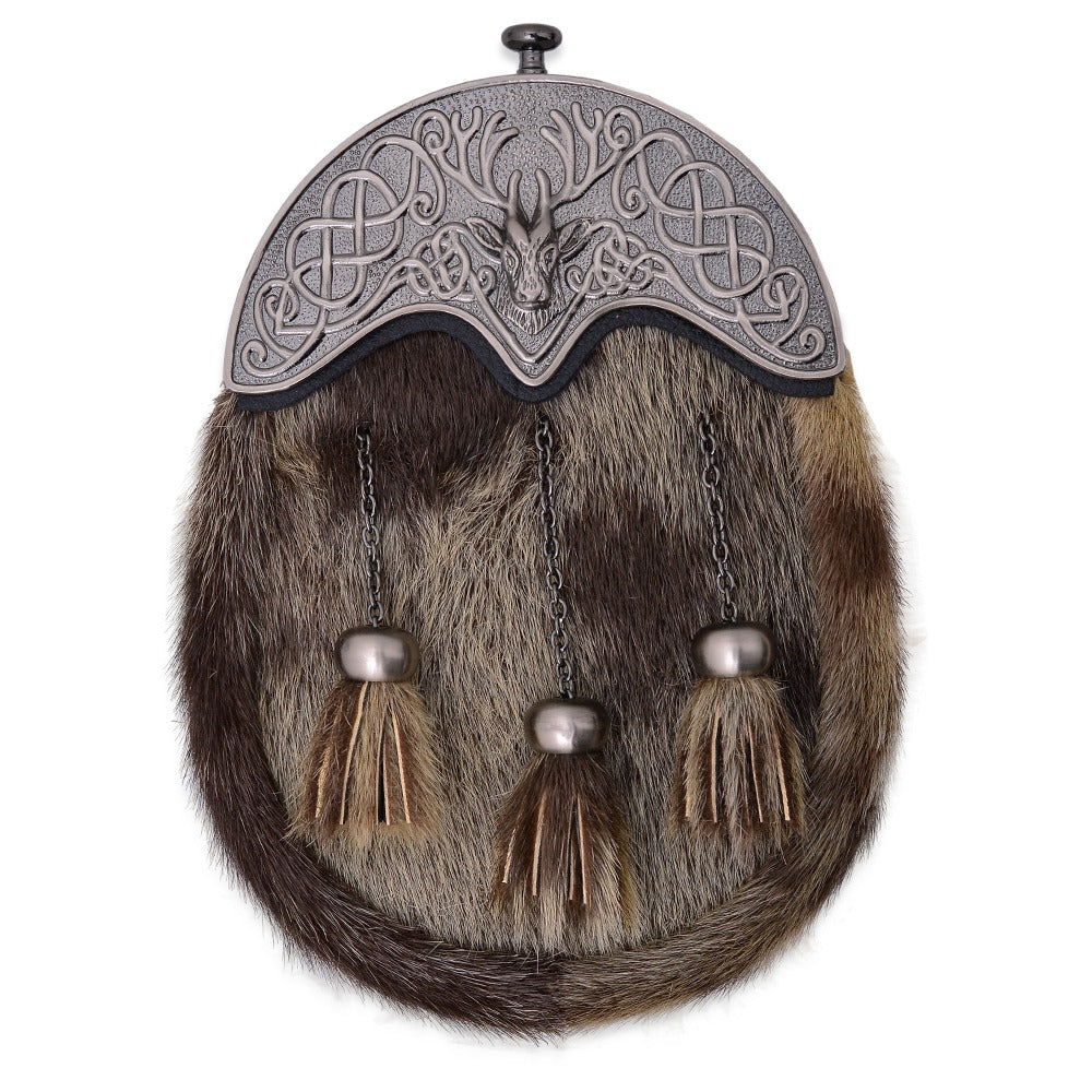 Silver Chrome Stag Head Cantle Scottish Full Dress Sporran