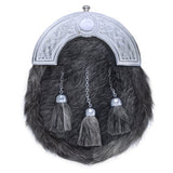 Silver Cantle Black Grey Seal Skin Leather Sporran