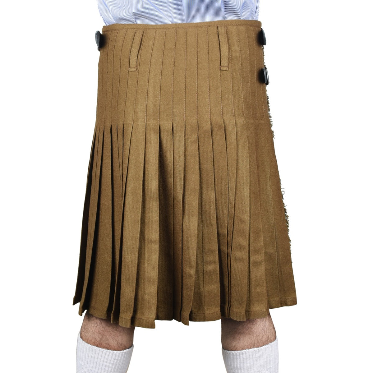 Solid Brown Tartan Kilt Back