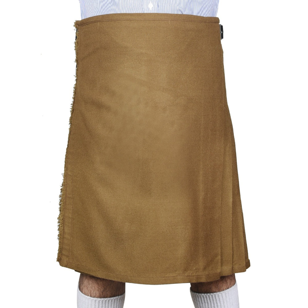 Solid Brown Tartan Kilt Front