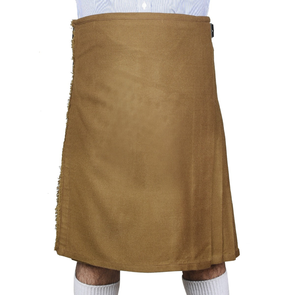 Solid Brown Tartan Kilt Front
