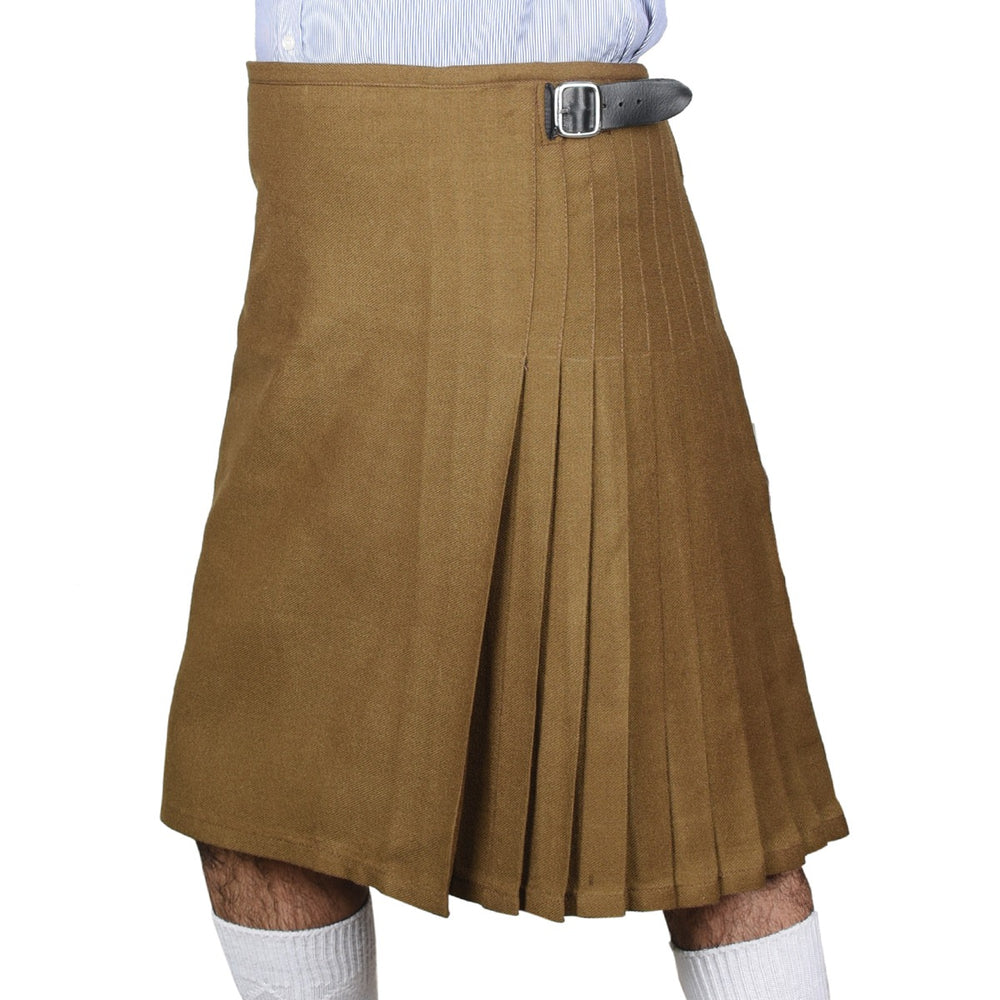 Solid Brown Tartan Kilt Left