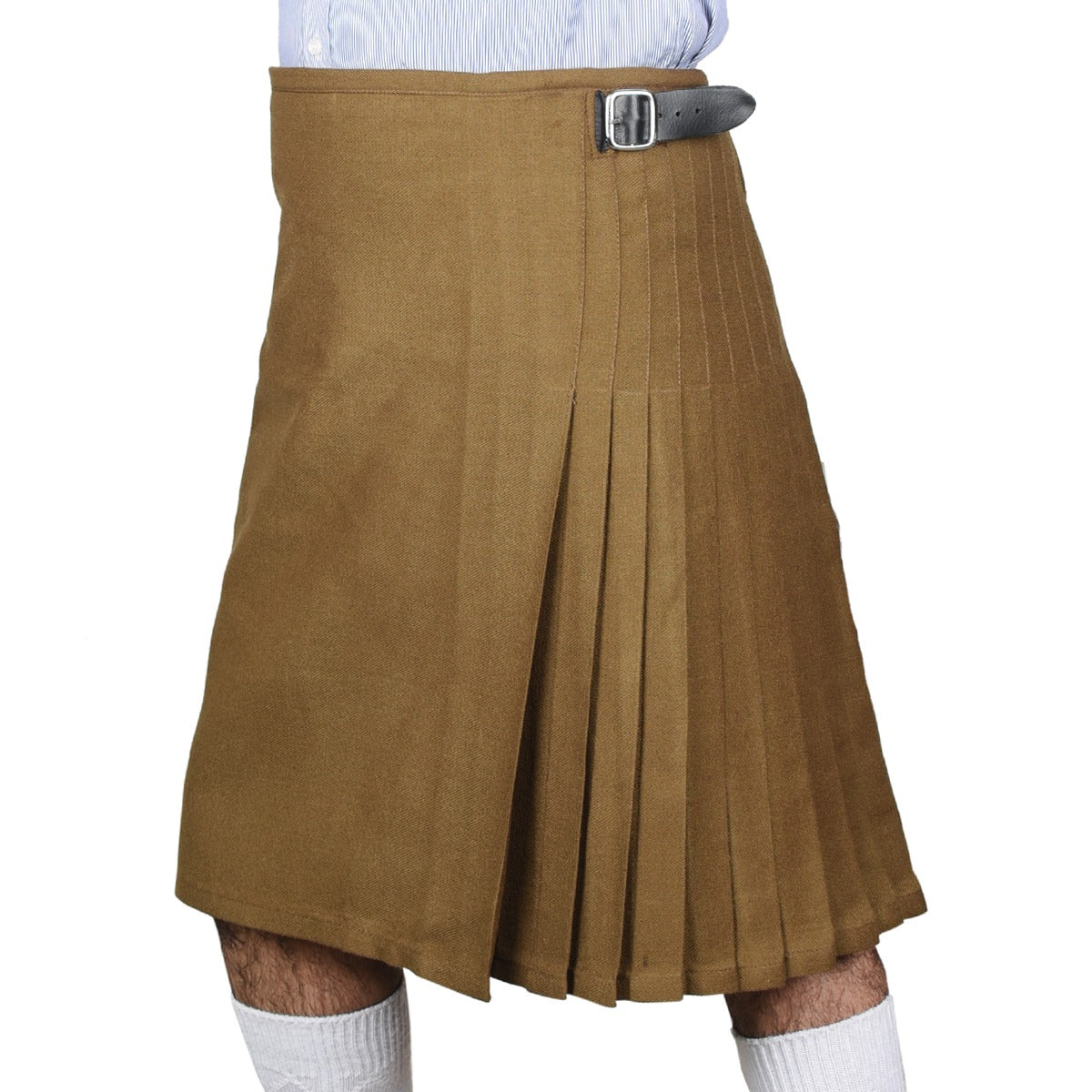 Solid Brown Tartan Kilt Left