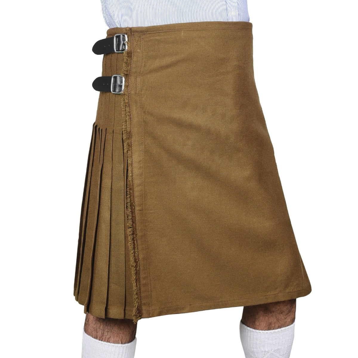 Solid Brown Tartan Kilt Right