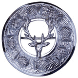 Stag Head Kilt Fly Plaid Brooch Front