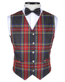 Stewart Black Tartan Vest Front