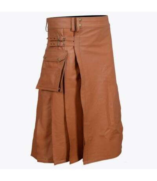 Cargo Brown Leather Kilt