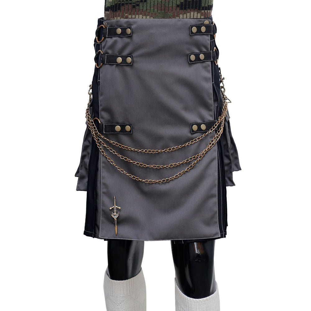 Tactical Hybrid Kilt Black and Grey Front