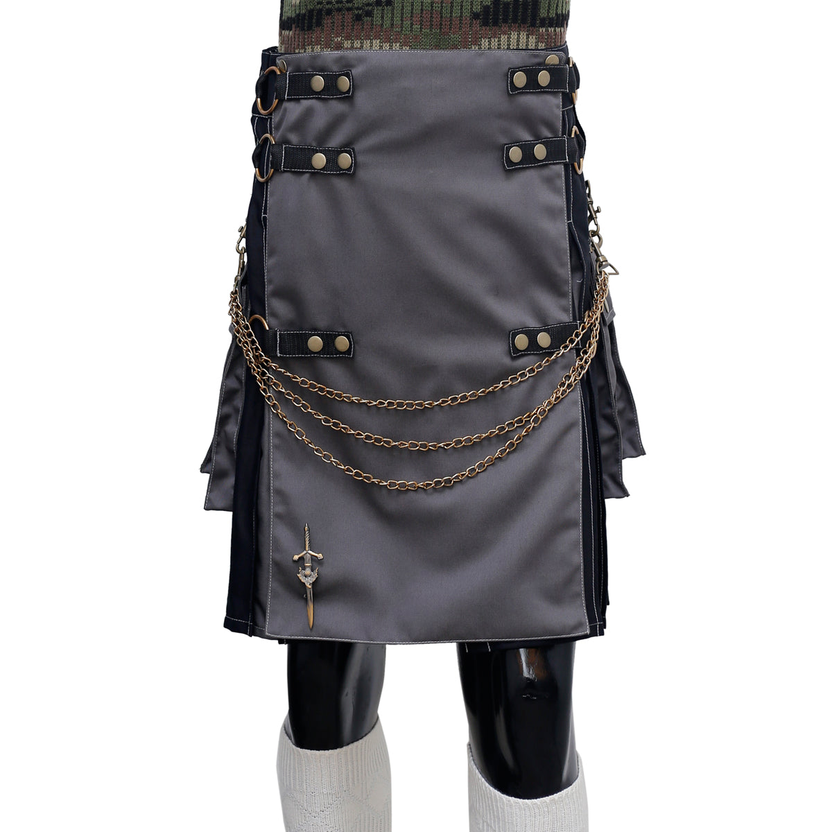 Tactical Hybrid Kilt Black and Grey Front