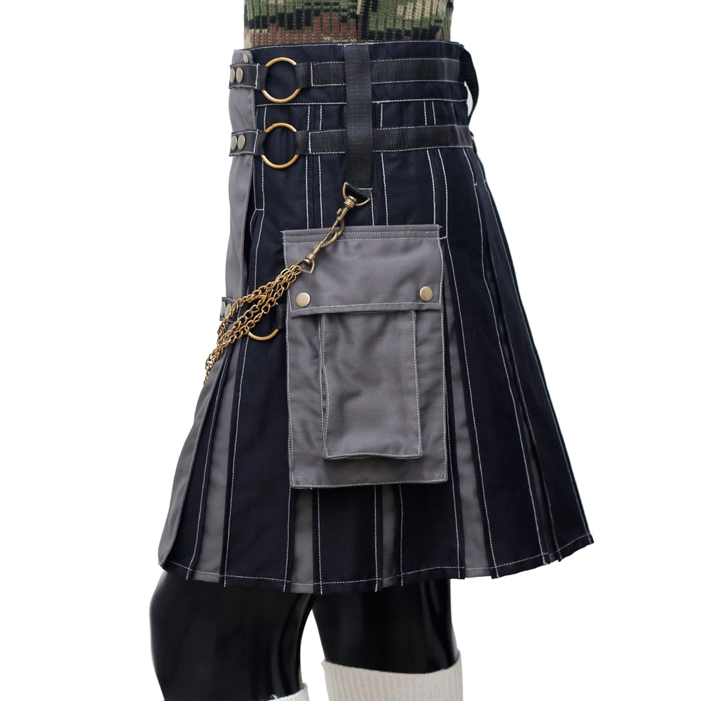 Tactical Hybrid Kilt Black and Grey Left