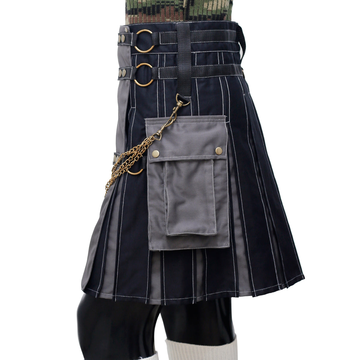 Tactical Hybrid Kilt Black and Grey Left