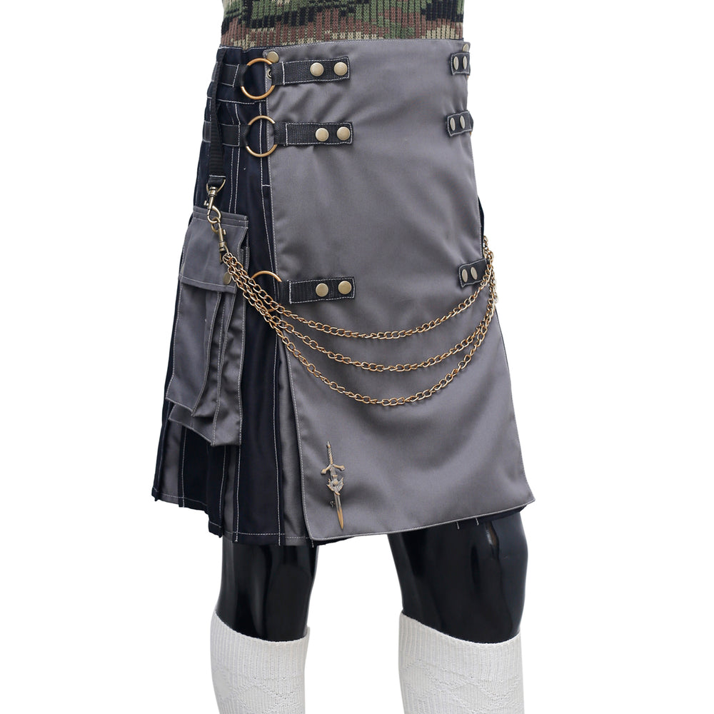 Tactical Hybrid Kilt Black and Grey Right
