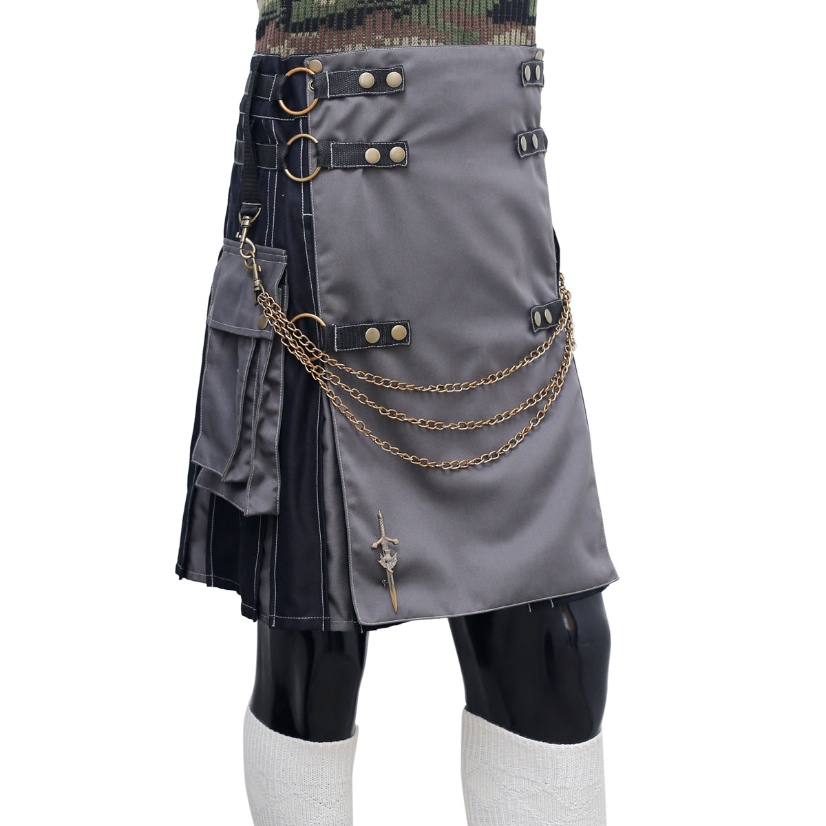 Tactical Hybrid Kilt Black and Grey Right
