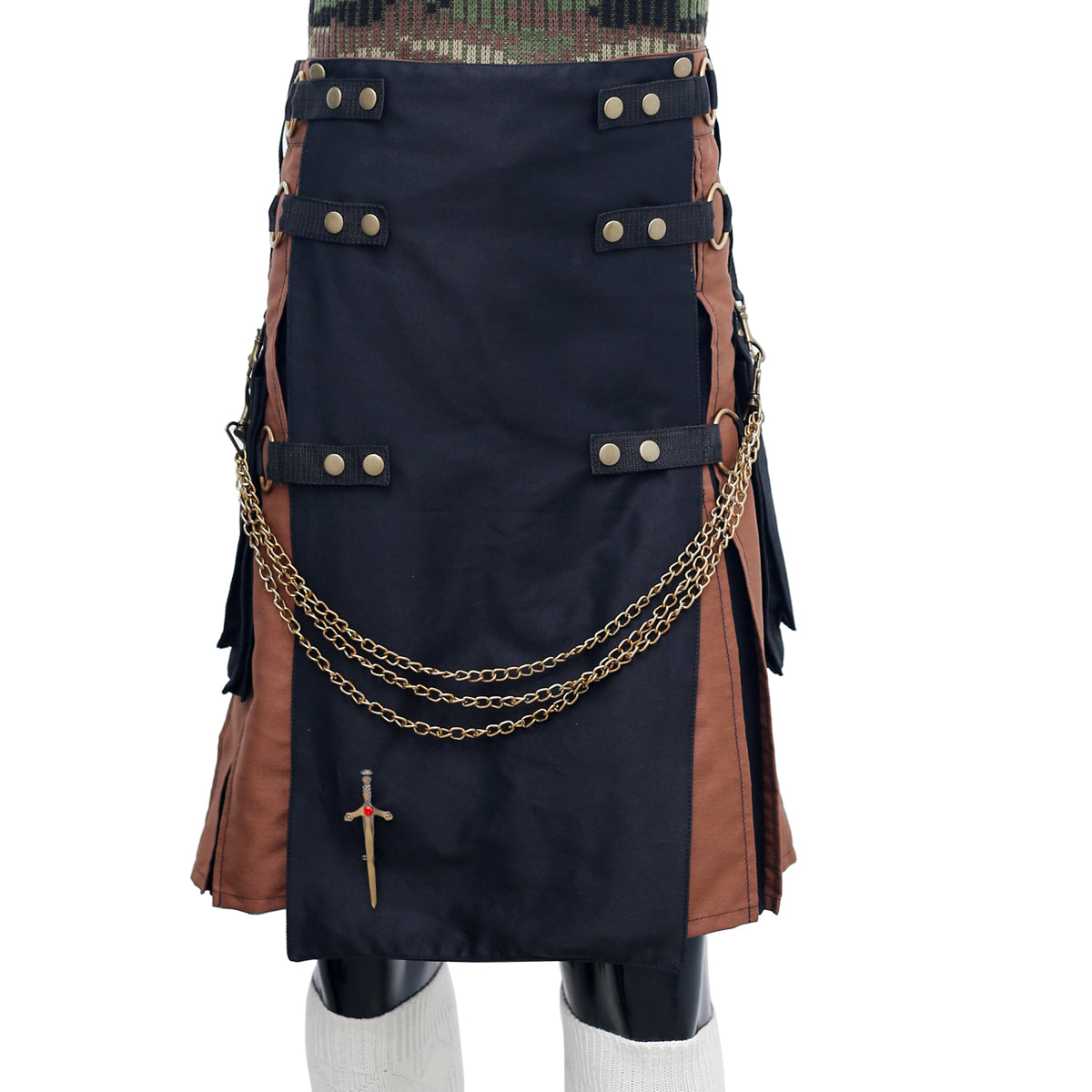 Tactical Kilt Black And Brown Front Photo