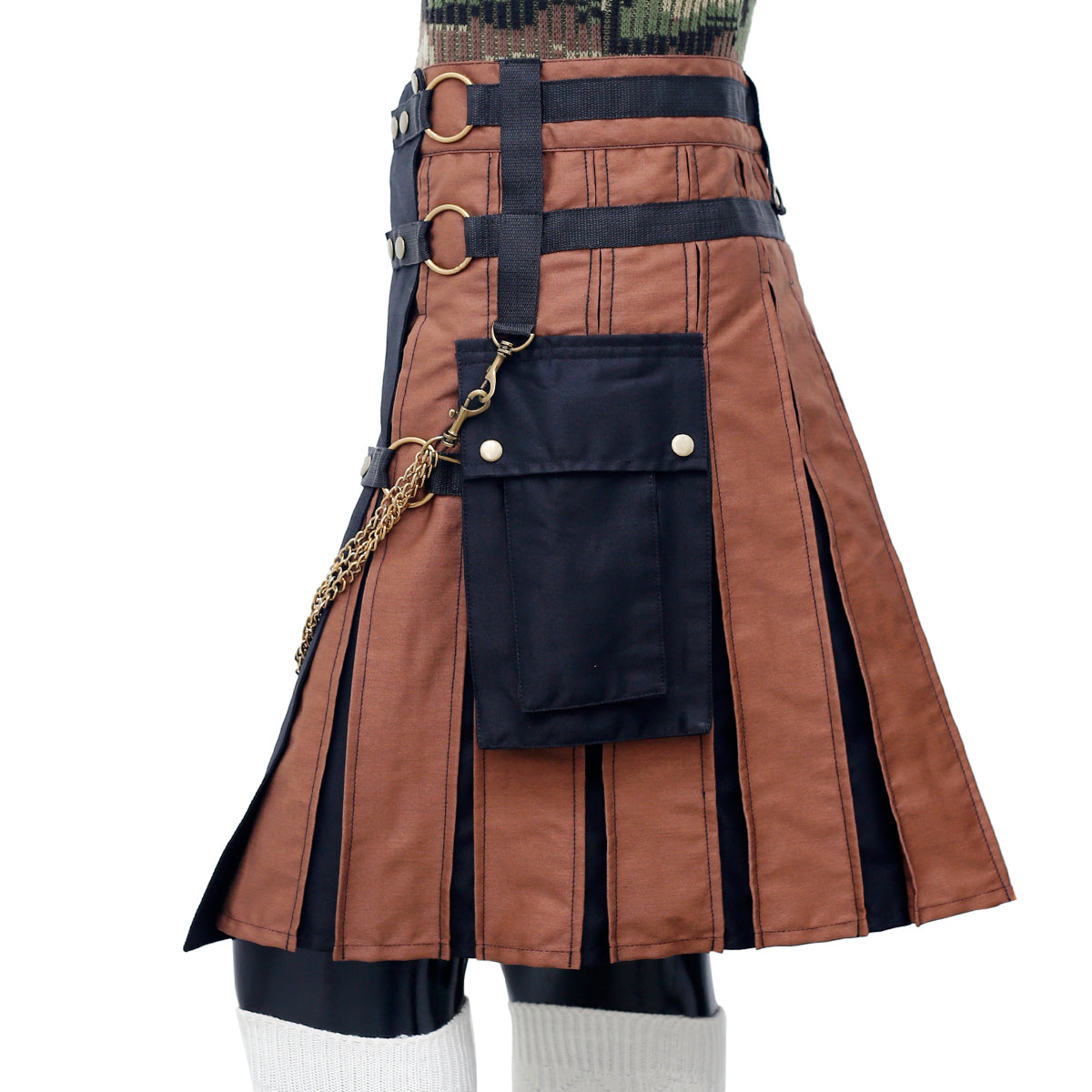 Tactical Kilt Black And Brown Left Photo