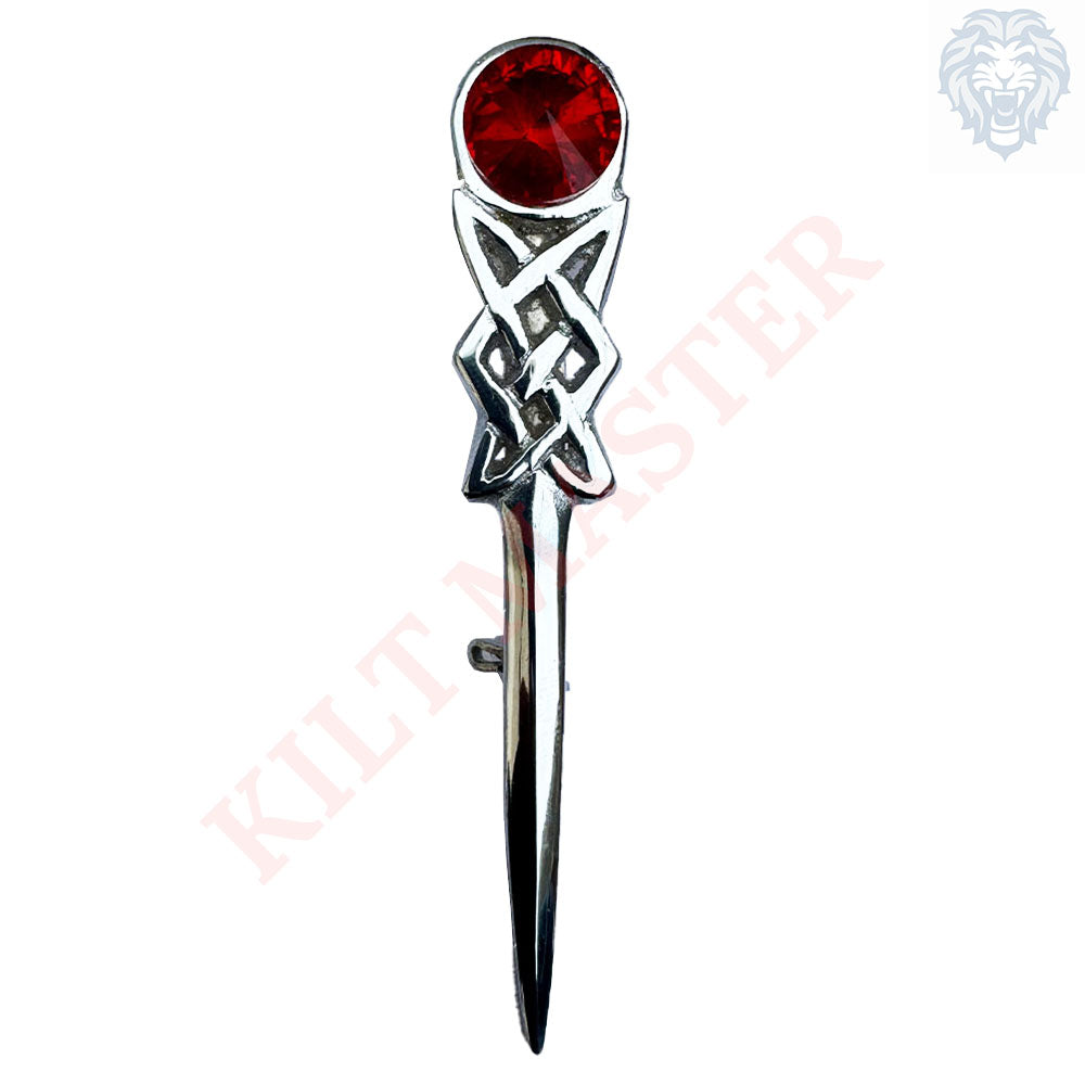 Red Pewter Celtic Knot Kilt Pin - Exquisite Design