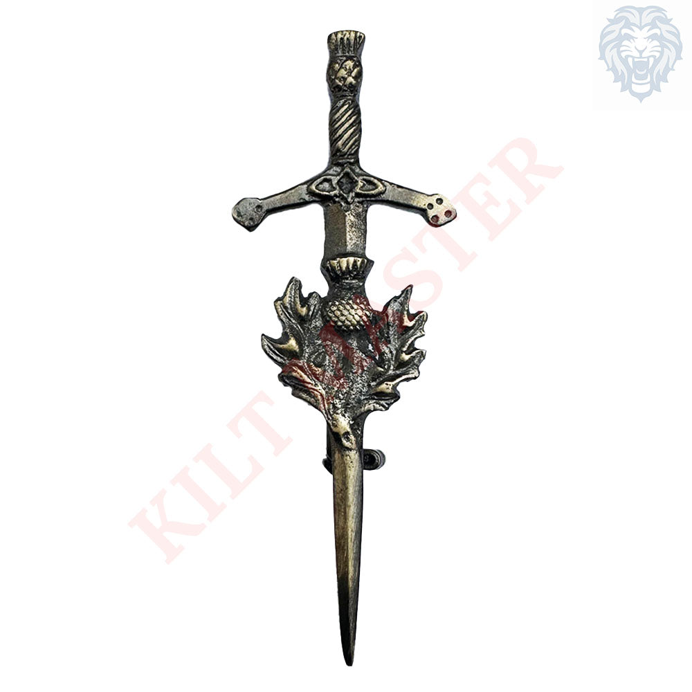 Scottish Antique Thistle Sword Kilt Pin - Regal Elegance