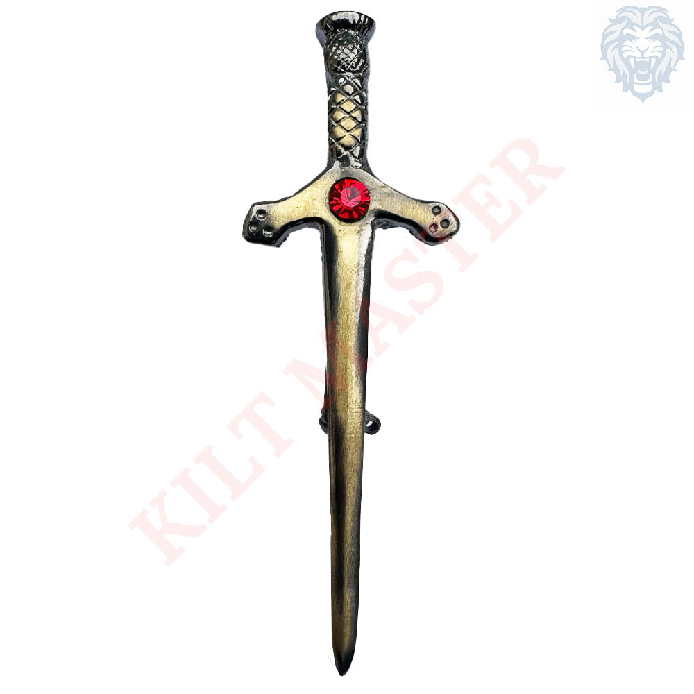 Red Stone Kilt Pin Antique - Classic Elegance
