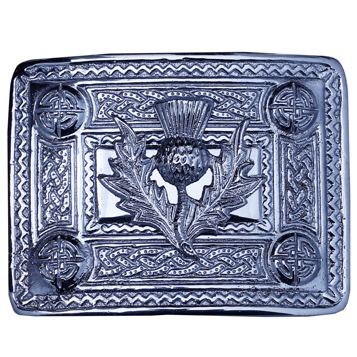 Thistle Badge Chrome Kilt Belt Buckle