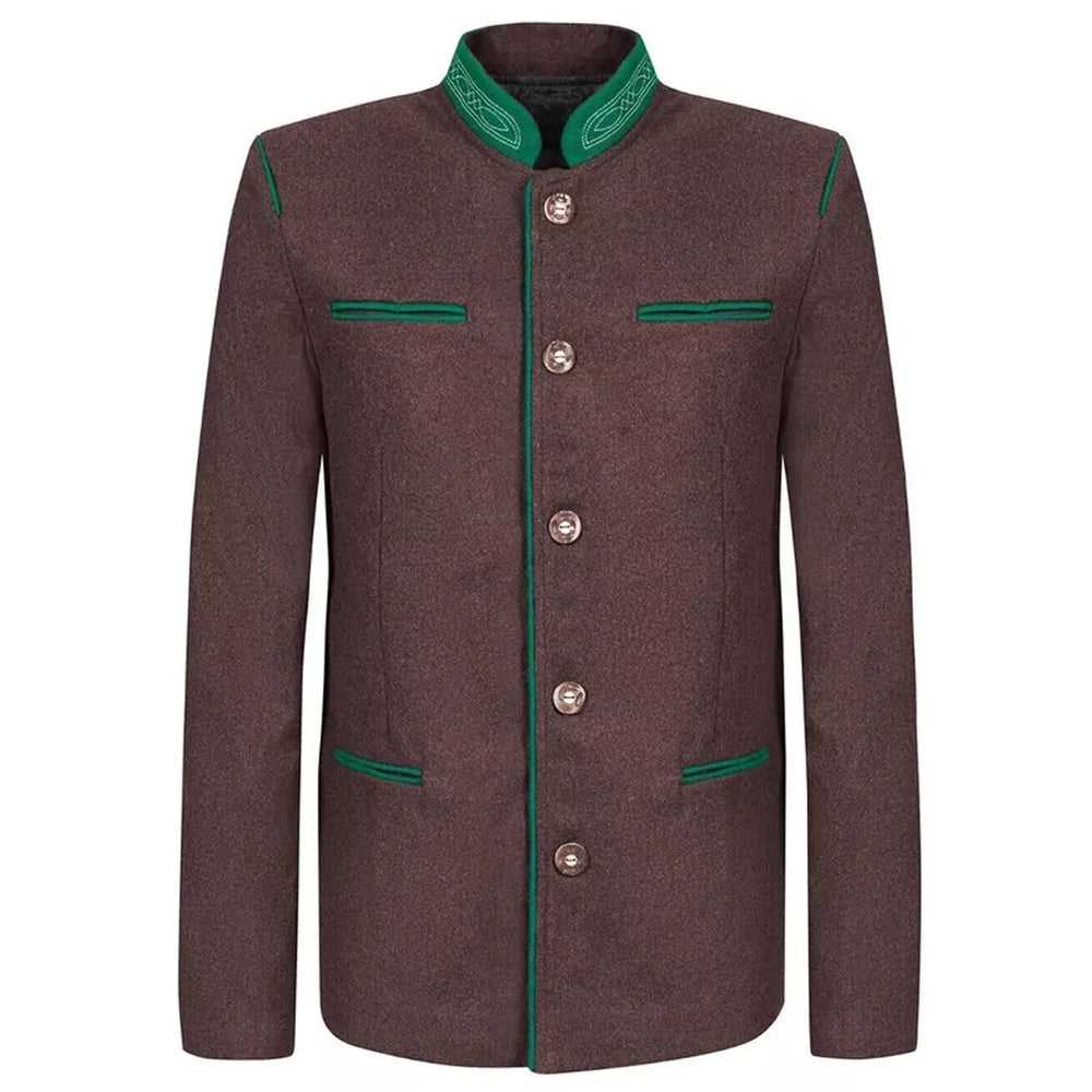 Traditional Bavarian Brown Loden Wool Jacket - Austrian Tyrol Blazer