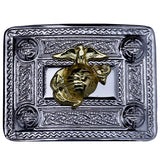 US Marine Kilt Belt Buckle Chrome with Golden Badge