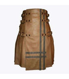 Utility Style Brown Leather Kilt