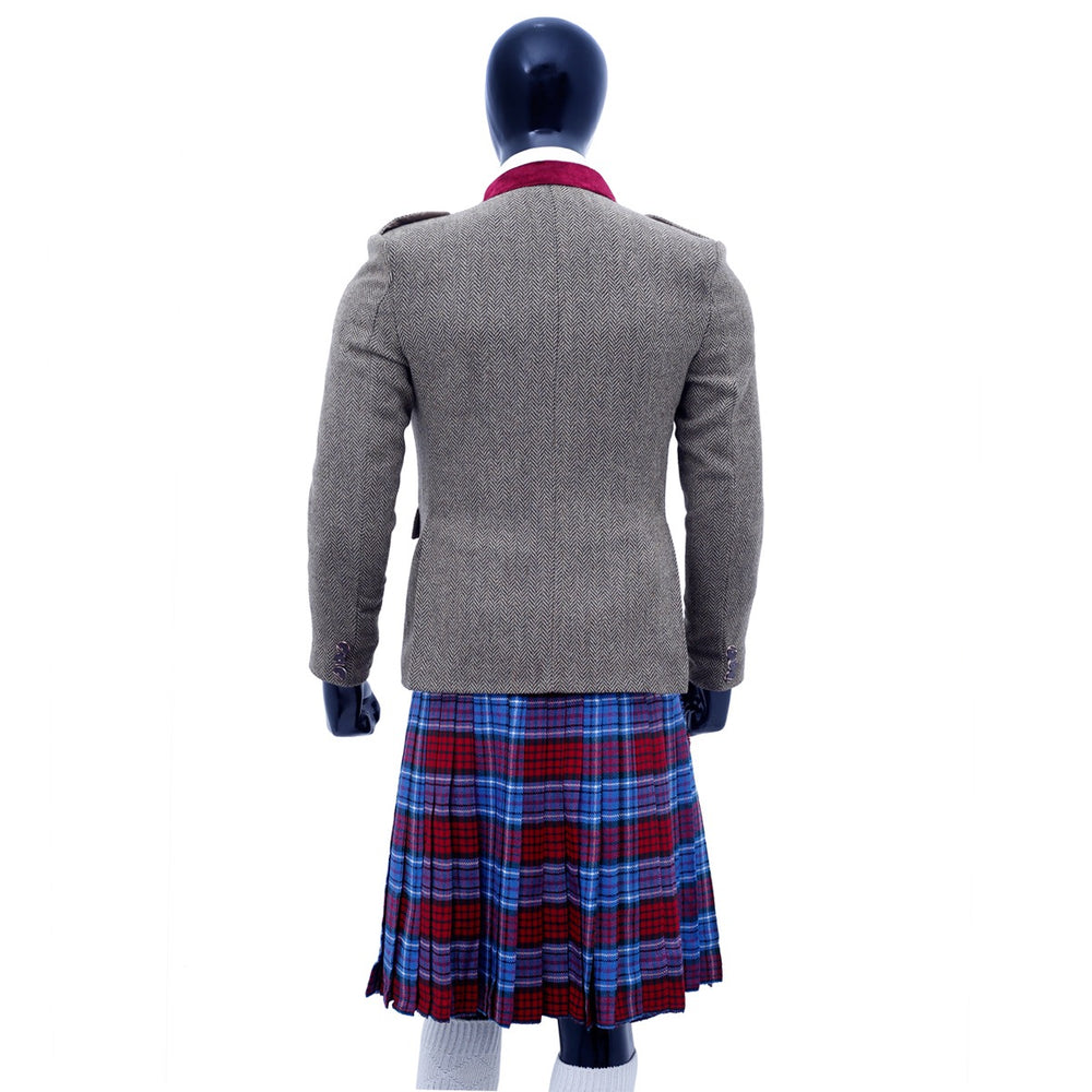 Vintage Brown Tweed Argyle Jacket with Vest Back