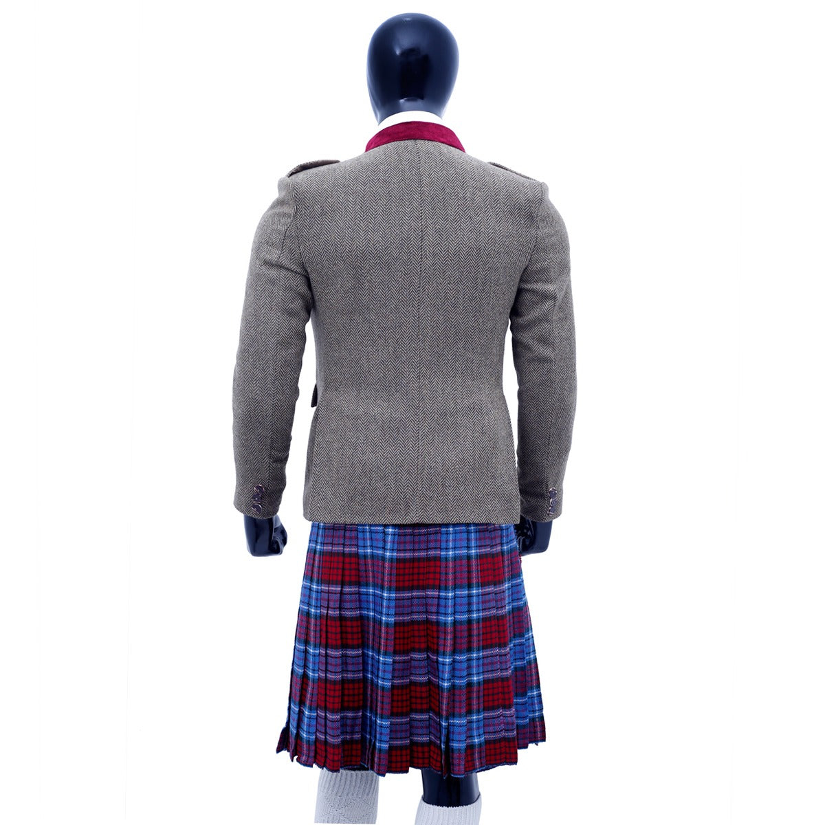 Vintage Brown Tweed Argyle Jacket with Vest Back