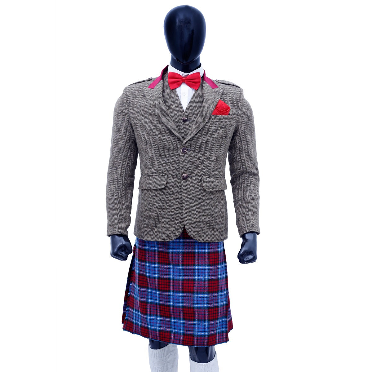 Vintage Brown Tweed Argyle Jacket with Vest main