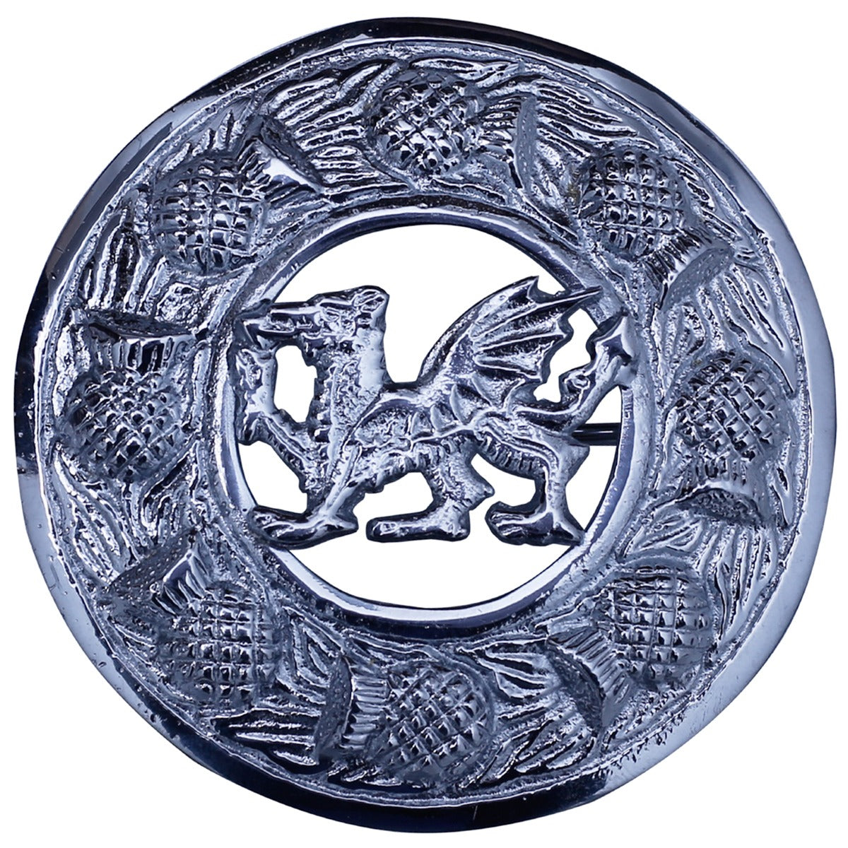 Welsh Dragon Kilt Fly Plaid Brooch Front