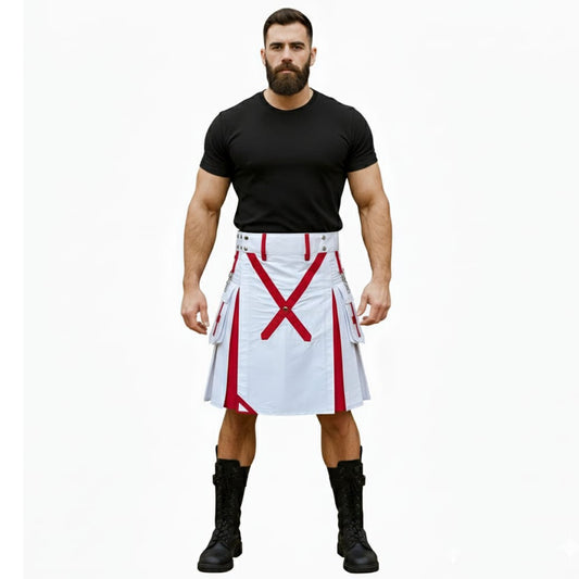 White and Red Christmas Utility Kilt