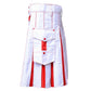 White and Red Hybrid Utility Kilt Left