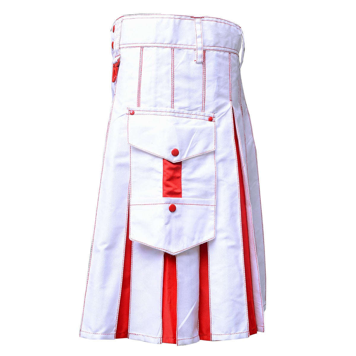 White and Red Hybrid Utility Kilt Left