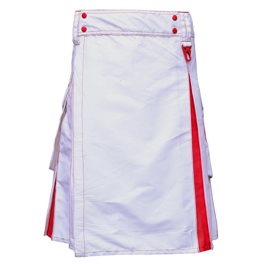 White and Red Hybrid Utility Kilt