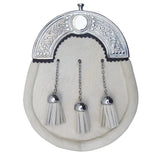White Rabbit Hair Sporran With Chain Belt and Strap