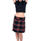 Women Black Stewart Tartan Skirt Front